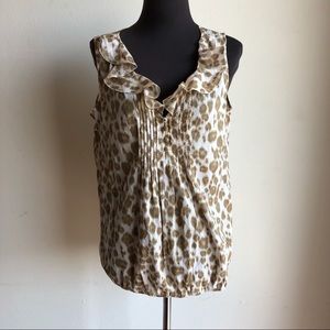 Loft sz M tan ruffle blouse